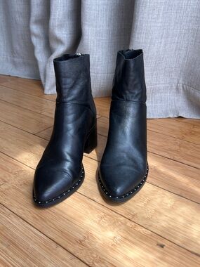 Treasure & Bond Farrah Studded Booties in Black Leather